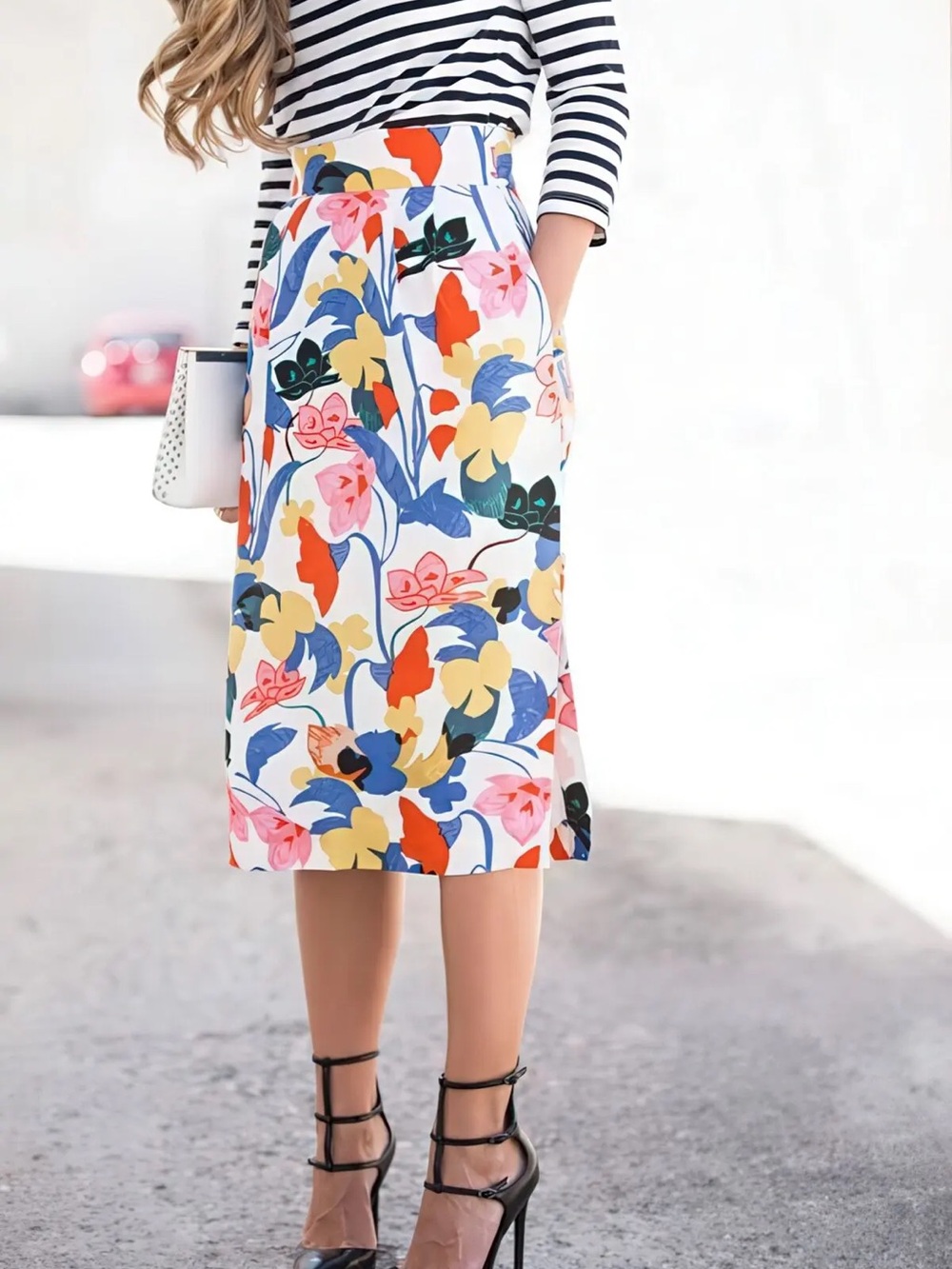J.Crew Bold Floral Midi A-Line Skirt